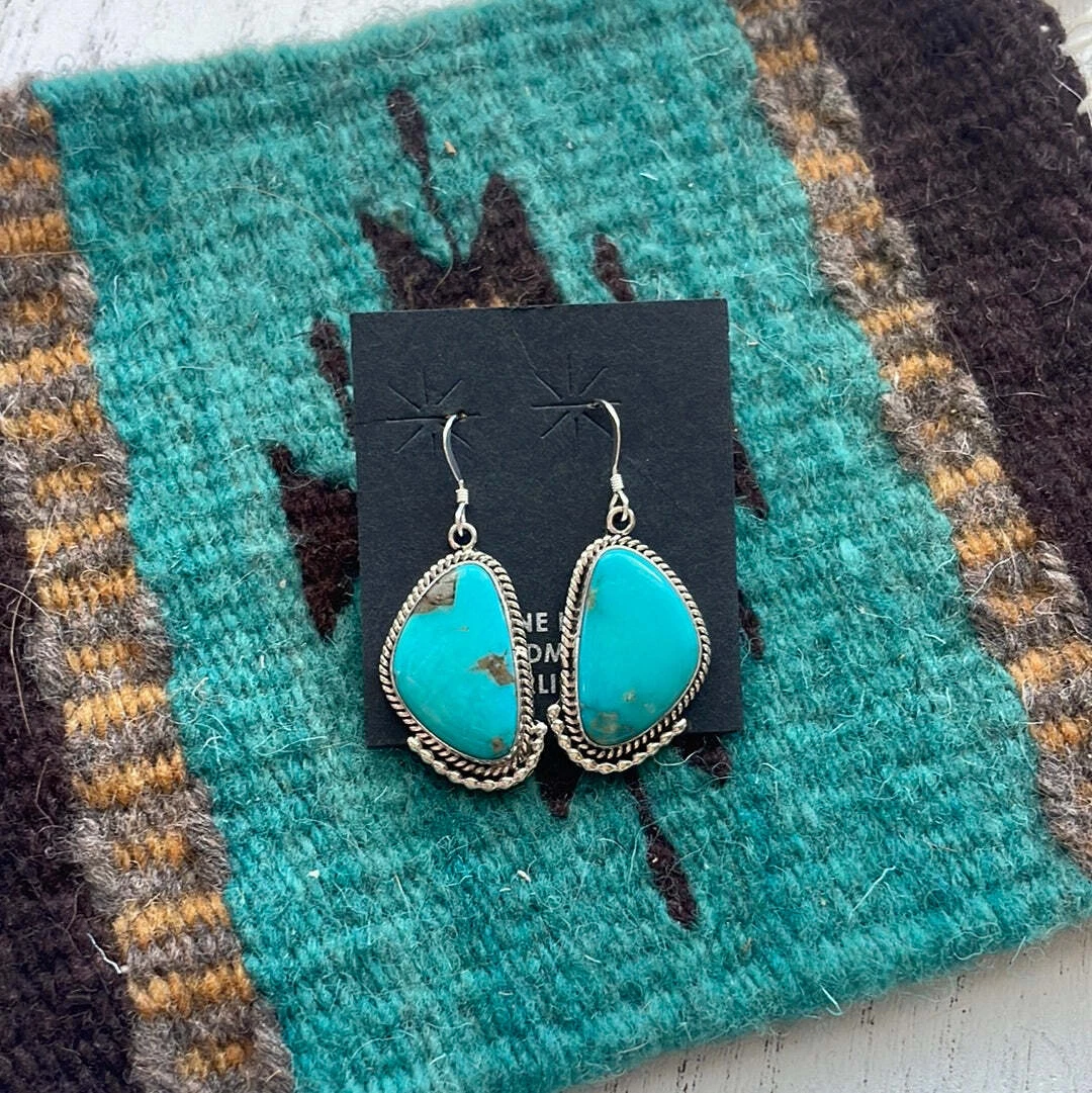 Turquoise dangle earrings sterling silver sale