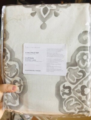 Pottery Barn Asher Medallion Drapes Set 2 Gray 50x 108 Curtain Pair Moroccan