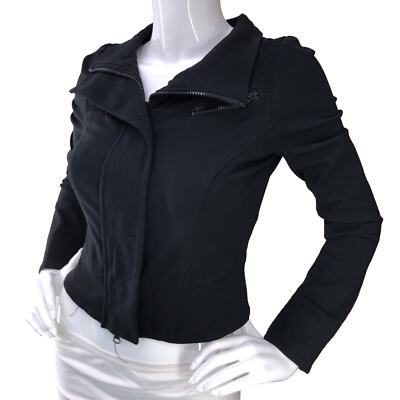 Diane Von Furstenberg DVF Womens Size 4 Atlanta Moto Jacket Asymmetrical Black