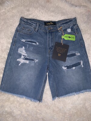 Indigo Rein Juniors Distressed Shorts 3 Mid-High Made w/ Recycling Bottles NWT