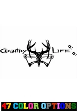 Vinyl Decal Truck Car Sticker Laptop - Hunting  Deer Skull Antlers Country