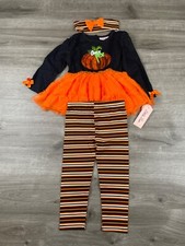 Little Girl Sequin Pumpkin Tutu Dress Tights Thanksgiving / Fall 24Month NWT