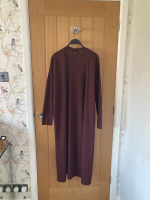 BNWT Massimo Dutti Burgundy Long Knit Cardigan Size S UK