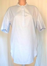 BALENCIAGA COTTON LIGHT BLUE SHIRT JEWEL NECK FRONT BUTTONS TOP SHIRT SIZE 42