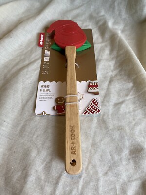 Art & Cook 2 Piece Holiday Wooden 12  Spatulas