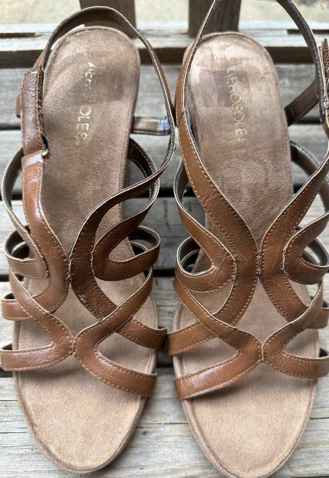 Aerosoles Cuero Marrón Cuña Alpargata Sandalia Tacones Talla 11 (S1327) Foto 3 de 4