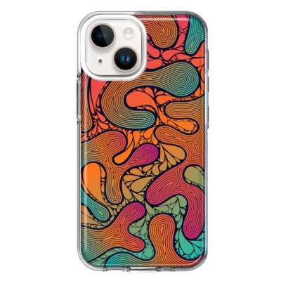 MUNDAZE Case for Apple iPhone 15 Retro Abstract Liquid Pattern