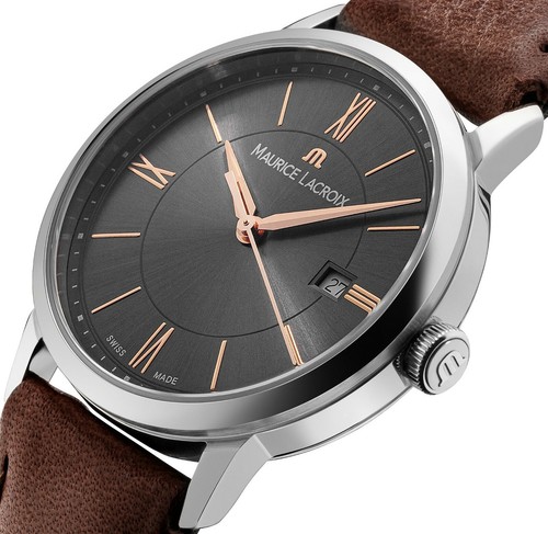Maurice Lacroix Eliros Date Damas reloj para mujeres correa de cuero marrón EL1094-SS001-311-1 - Imagen 2 de 13
