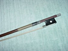 VINTAGE VIOLIN BOW 26 1/2 " 55 grams GLASSER 1970S LEATHER HANDLE WIRE WIND