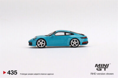 MINI GT 1:64 Porsche 911 (992) Carrera S Miami Blue Model Car in