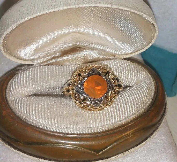 Victoria Wieck HSN 18k Yellow Gold /Sterling Silver Sunrise Fire Opal Ring - Image 3 of 4