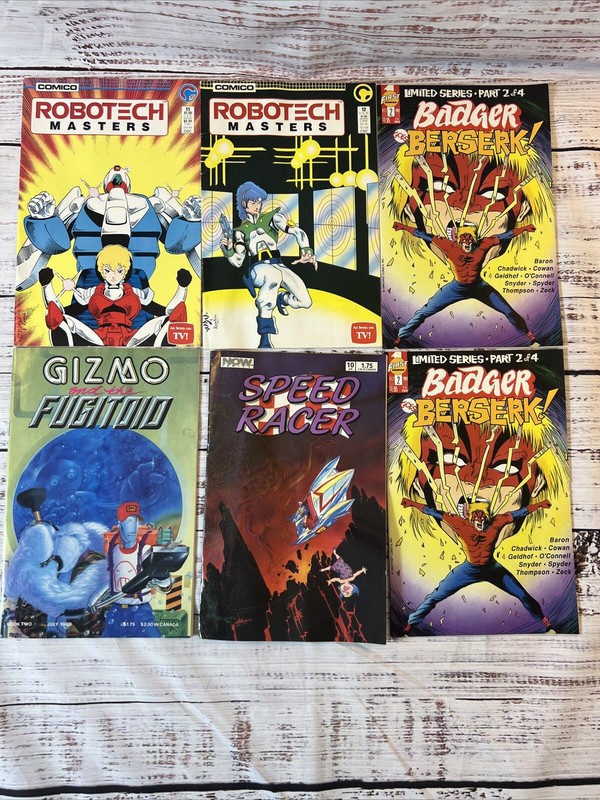 Comic Book Lot Robotech Masters, Speed Racer, Badger Berserk, Gizmo The Fugitoid