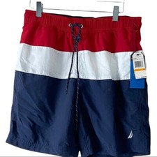 Nautical Men s Swim Shorts. Red White Blue