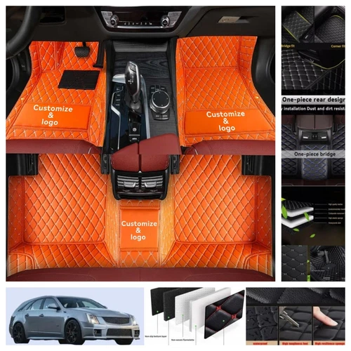 For Cadillac CTS Wagon 2010-2014 Car Floor Mats PU Leather Waterproof Carpets - Imagen 40 de 44