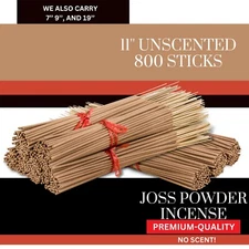 8 Bundles UNSCENTED 11" Incense Sticks Approx 775-800+ sticks Make your own