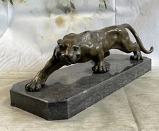 Barye African Lioness Wildlife Animal Bronze Statue Marble Figure Art Deco Decor