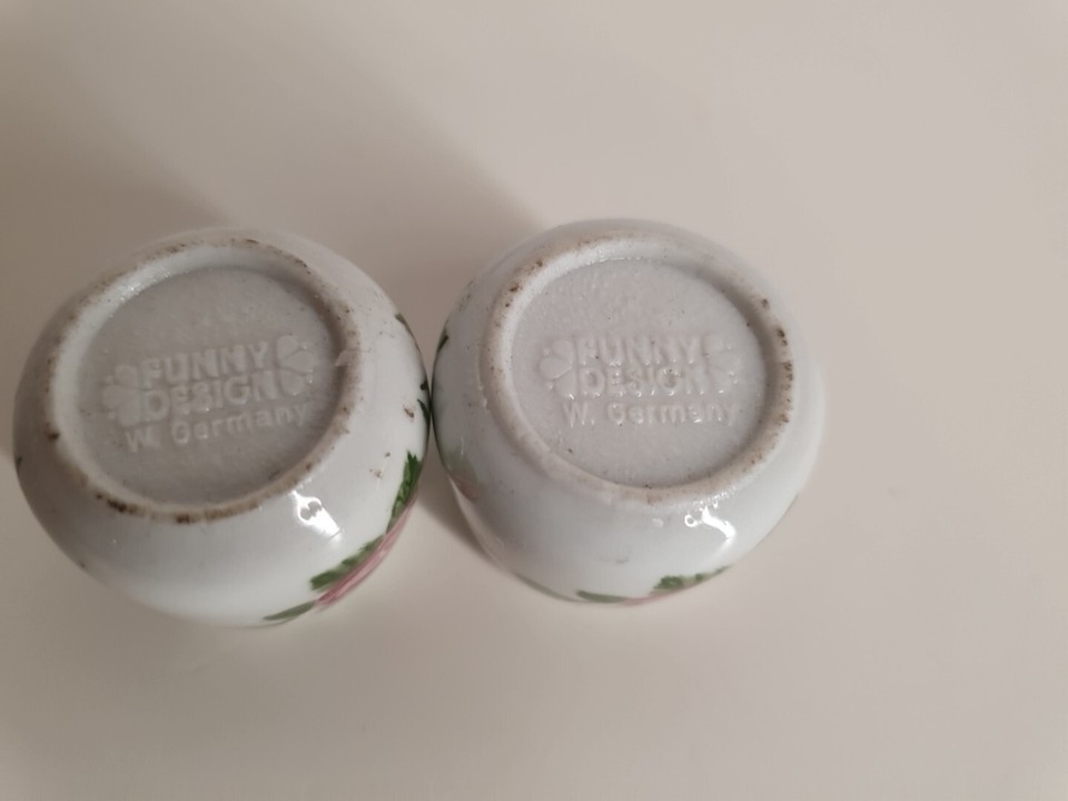 Vintage Funny Design W. German Candle Holders Porcelain Roses Retro