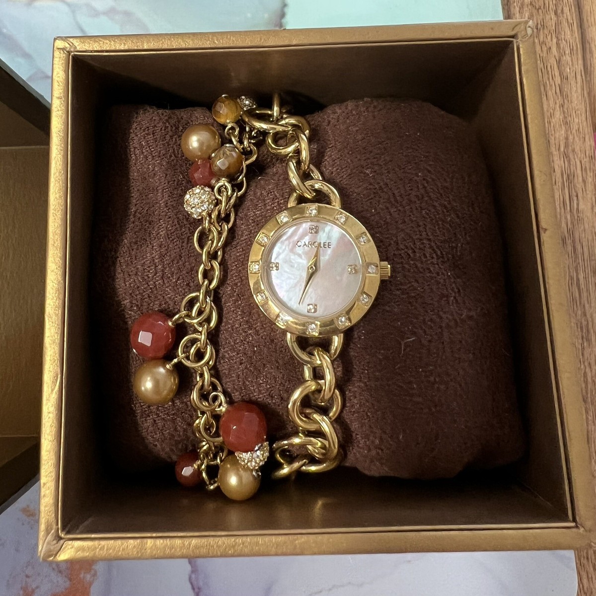 Carolee New York Bracelet Watch W Various Beads bubble working beaded watch bracelet – cherubkoi main image 4
