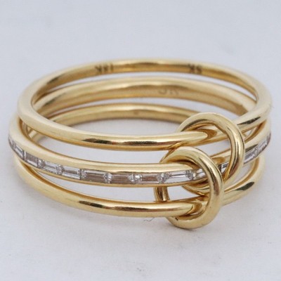 Spinelli Kilcollin 18k Yellow Gold & Diamond Interlocked Band Ring 