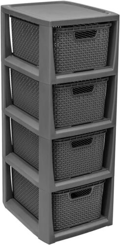 Storage Unit with Basket Drawers Tower Cabinet 4 Sizes S - XL 2 Colours Portable - Picture 27 of 42