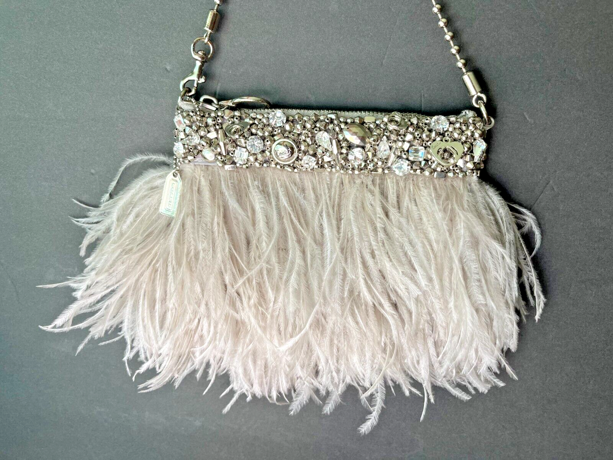 RARE COACH OSTRICH Feathers Handbag Clutch Limited Edition