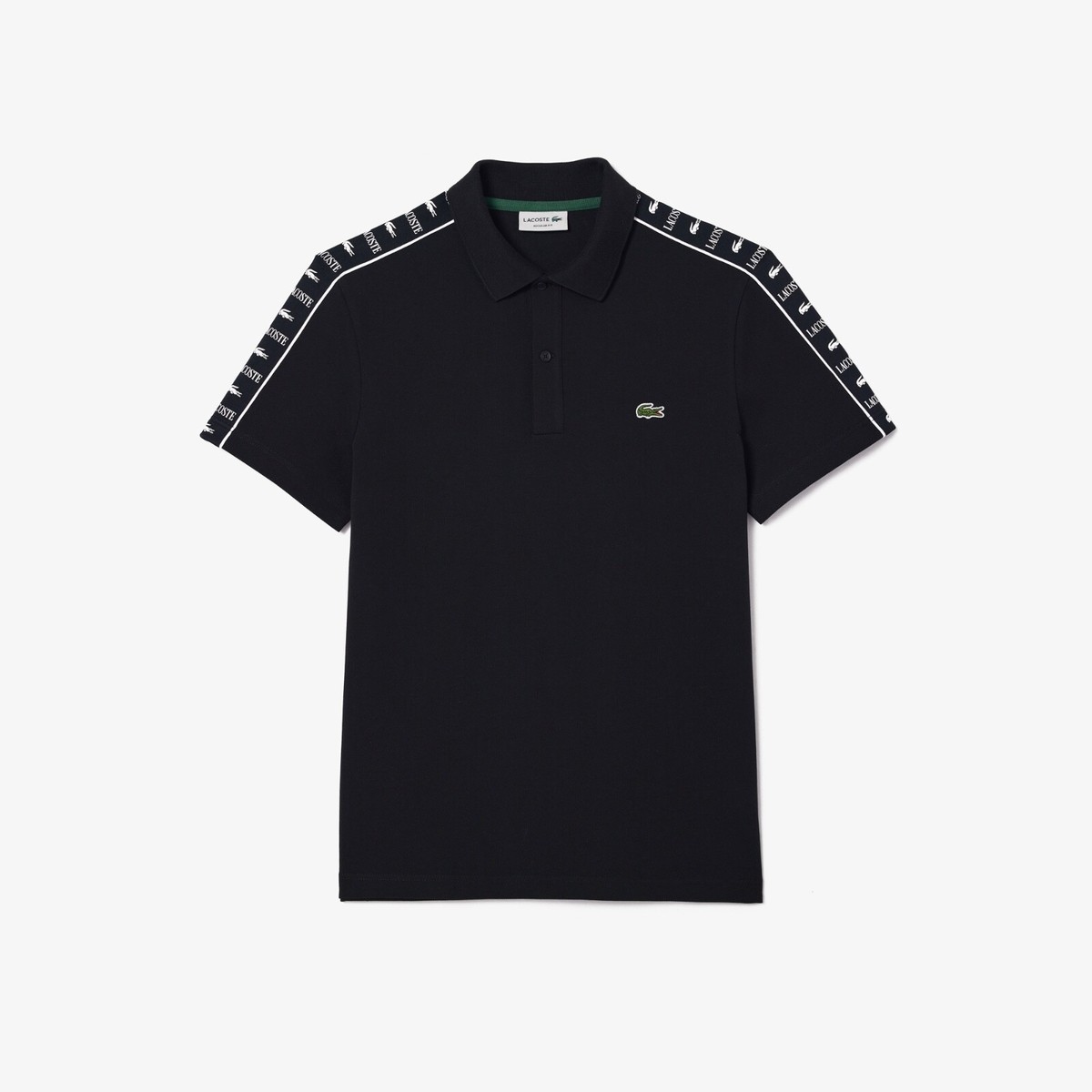 Lacoste Men's Logo Stripe Piqué Polo Shirt in Black PH7398 UK
