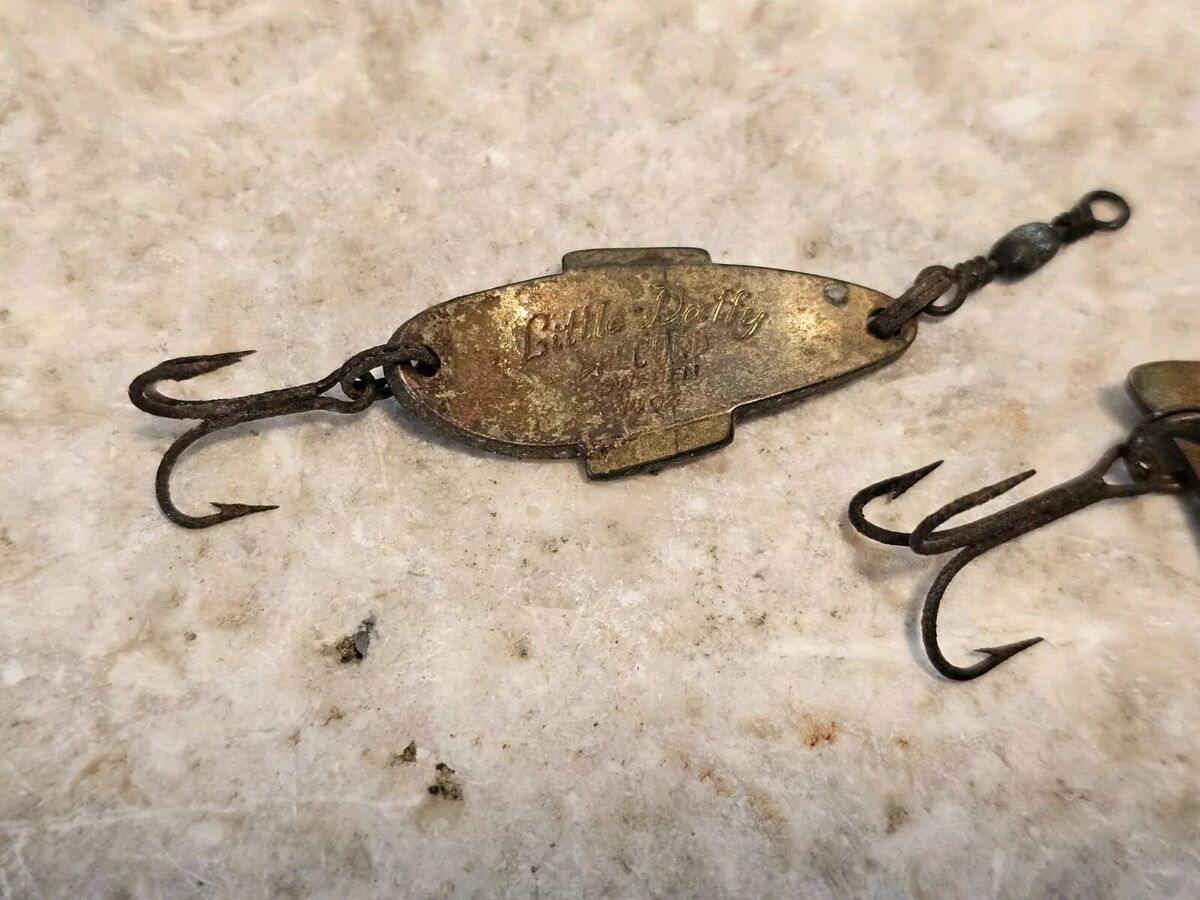 3 Very old Pat # 149.217 Old lures vintage brass fish 3 Very old Pat # 149.217 Old lures vintage brass fish