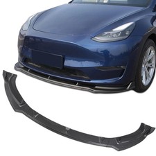 Fit Tesla Model Y Front Bumper Lip Kit Front Spoiler Wing Matte Carbon Fiber ...