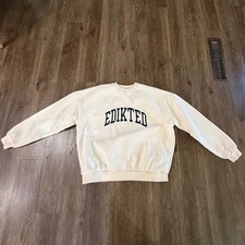 Edikted Oversized Crewneck Logo Sweatshirt Cream Beige Pullover