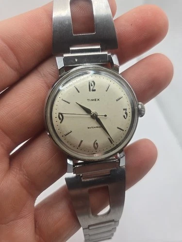 Vintage Mens Timex Marlin Waterproof Mens Runs Stops Watch Chr plated 34.5mm