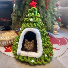 DIY Christmas Tree Cat Bed Set, Pet House under 12lb, A