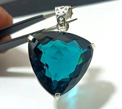 Natural Blue Topaz Pendant 925 Sterling Silver Pendant Gemstone Jewelry 93.9 Ct+