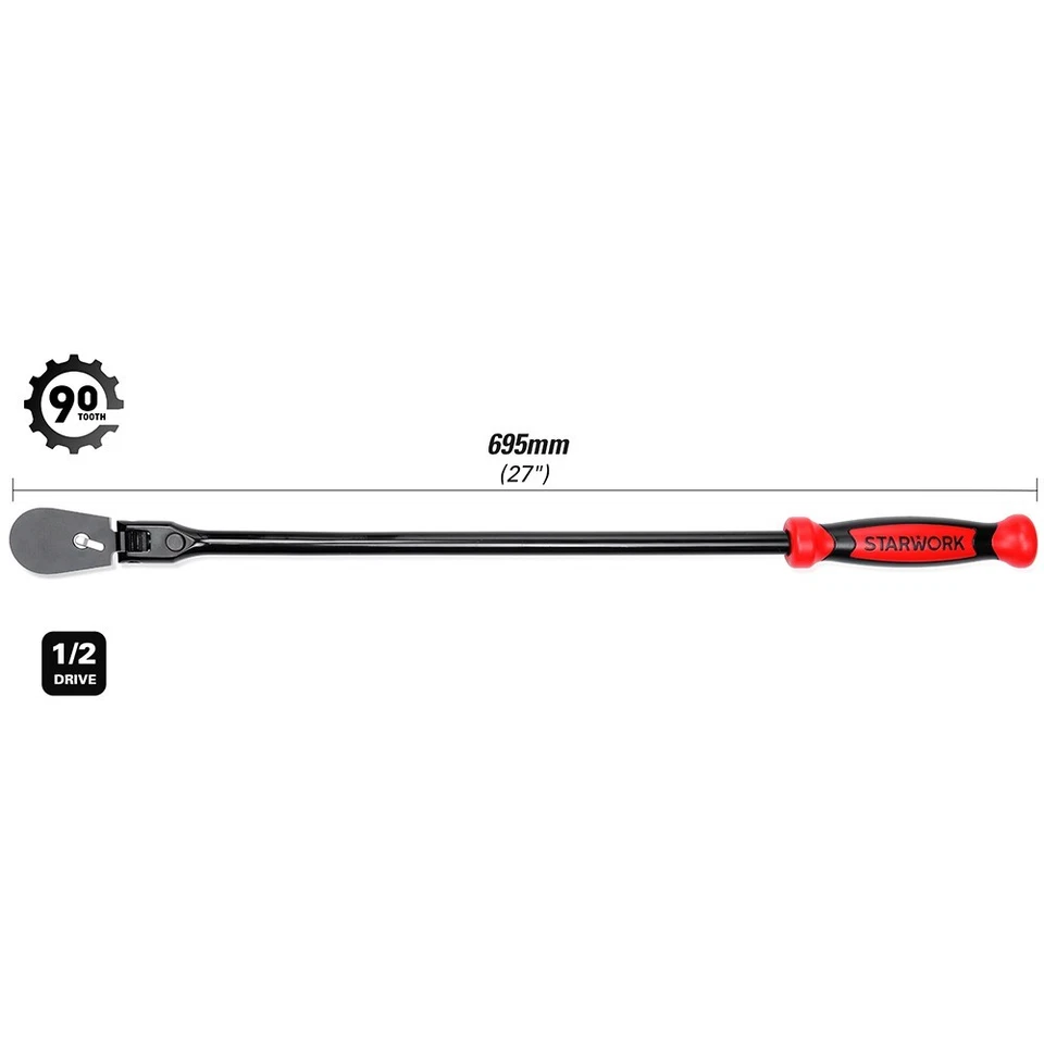 TRUE MECHANIC™ 1/2" Dr. Dust-Proof Extra-Long Flex Ratchet, 27-3/8" Length Foto 3 de 4