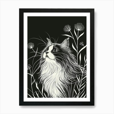 Ragamuffin Katze minimalistische Illustrat gerahmtes Wandbild Poster Leinwanddruck Bild