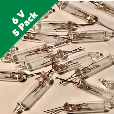 Clear 6 Volt Mini Incandescent Bulbs - No Base - 5 Pack