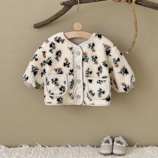 Winter Girl's Cardigan Coat Flower Print Baby Cute Sweet Winter Outfit