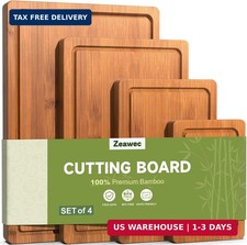 Cutting Board Bamboo for Kitchen Crack Resistant Wood Chopping Boards Set 4Piece