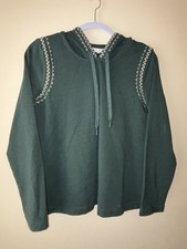 J.Jill Fit Boho Embroidered Fleece Hoodie Women's Sz S Cozy Pullover Gorpcore