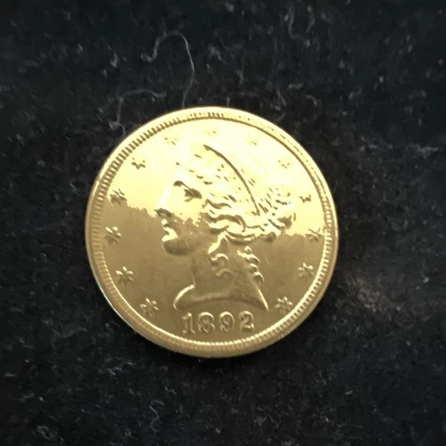 1892 US Liberty Head $5 Gold Half Eagle Coin Pre-1933 Uncertified
