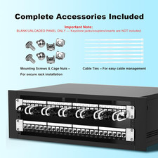 19 1U Shielded Blank Patch Panel 24-Port Rack Mount Keystone Panel Cat6/Cat6A