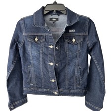 DKNY Girls Dark Blue Denim Jean Jacket Size L 12