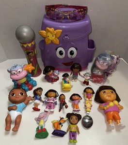 Dora the Explorer Toy Lot with Backpack Figures Microphone Musical Clip