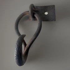 Antique Black Wrought Iron Ring Pull Hitching Ring