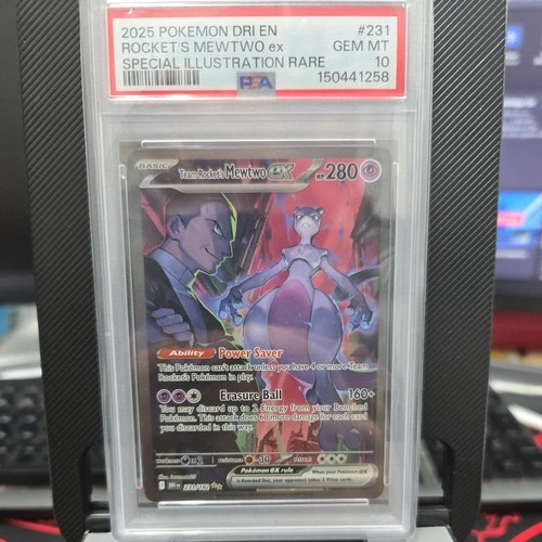 2025 POKEMON DRI EN-DESTINED RIVALS #231 TEAM ROCKET'S MEWTWO EX PSA 10
