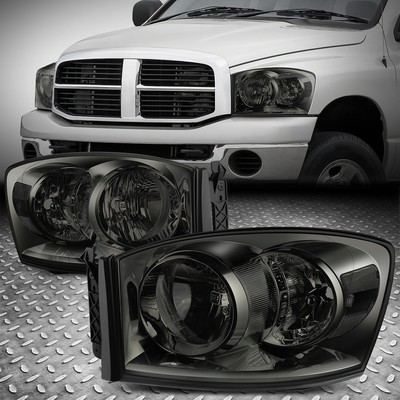 For 06-09 Dodge Ram 1500 2500 3500 OE Style Headlight Lamps Smoked/Clear Pair