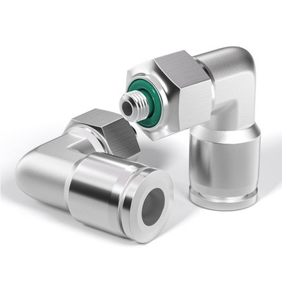 304 Stainless Steel Male Elbow 4MM Tube OD x M5 Thread Push to Connect Fittin...