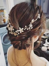 Rose Gold Bride Wedding Hair Vine, Pearl, Crystal, Flower, Bridal Hair Piece