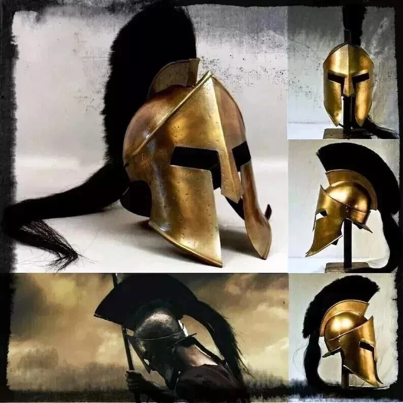 300 Casco Espartano Rey Leónidas Película Réplica | Armadura Griega Usable Utilería Foto 2 de 4