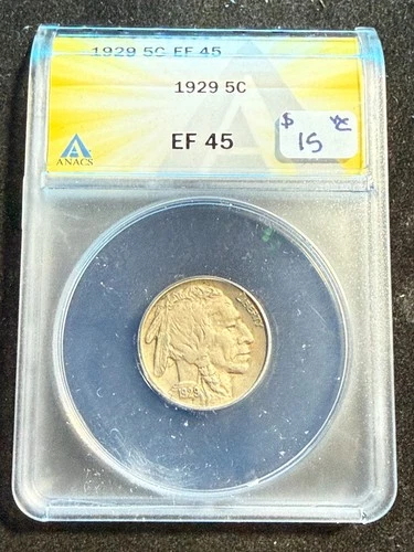 New Listing1929 BUFFALO NICKEL ANACS EF 45 274