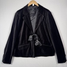 Old Navy Y2K Velvet Womens Blazer Black Belted Bow Solid Crop XL Academia Career